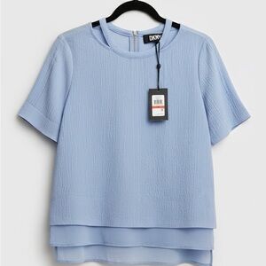 DKNY Sky Blue Short Sleeve Layered Top
